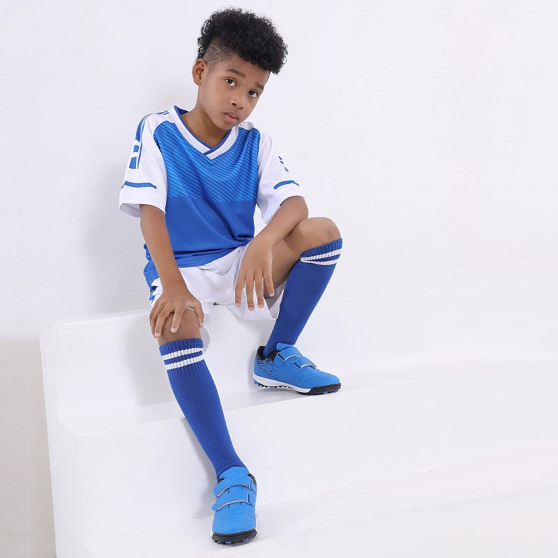 brooman Kids Comfortable Turf Soccer Shoes Athletic Football Shoes (10,Blue) - Image 2
